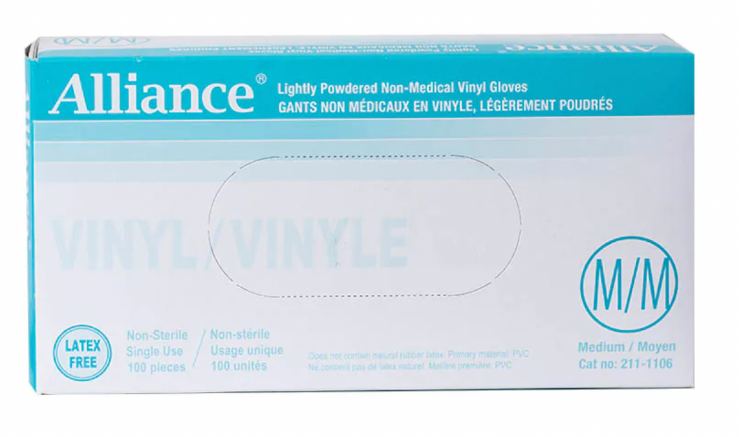 Alliance® (Non-Medical) Vinyl Gloves – 100-ct
