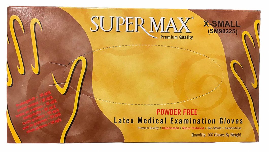 Super Max Latex Medical Examination Gloves (100 Gloves/Box)